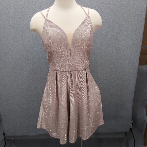 Crystal Doll Womens Sparkling Pink Strappy Dress Size 7 - Picture 1 of 8